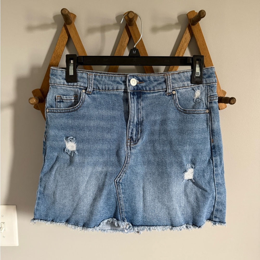 wonder nation Light Blue Distressed Denim Skirt